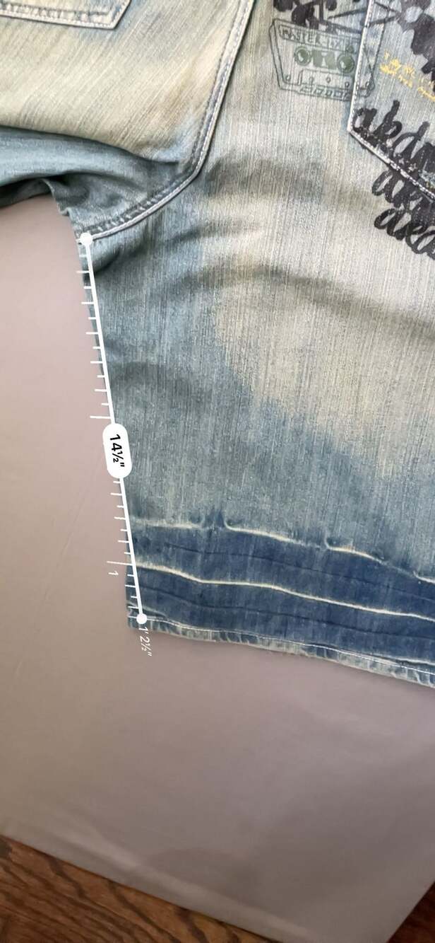 Akademiks Vintage Y2K Baggy Graphic Print Denim Jorts Shorts Size 44 - Picture 8 of 9